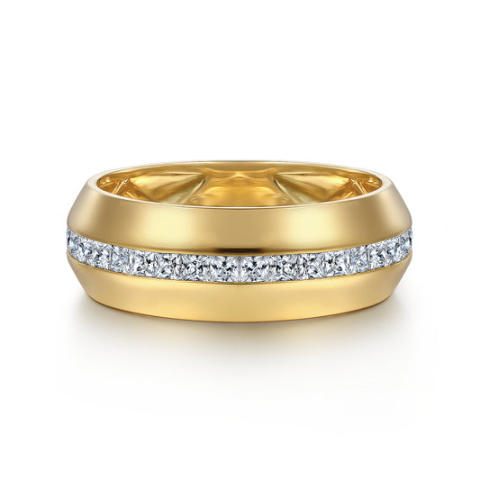 14K Yellow Gold Diamond Men's Wedding Ring in High Polish Finish — Gabriel & Co. MR20064Y44JJ