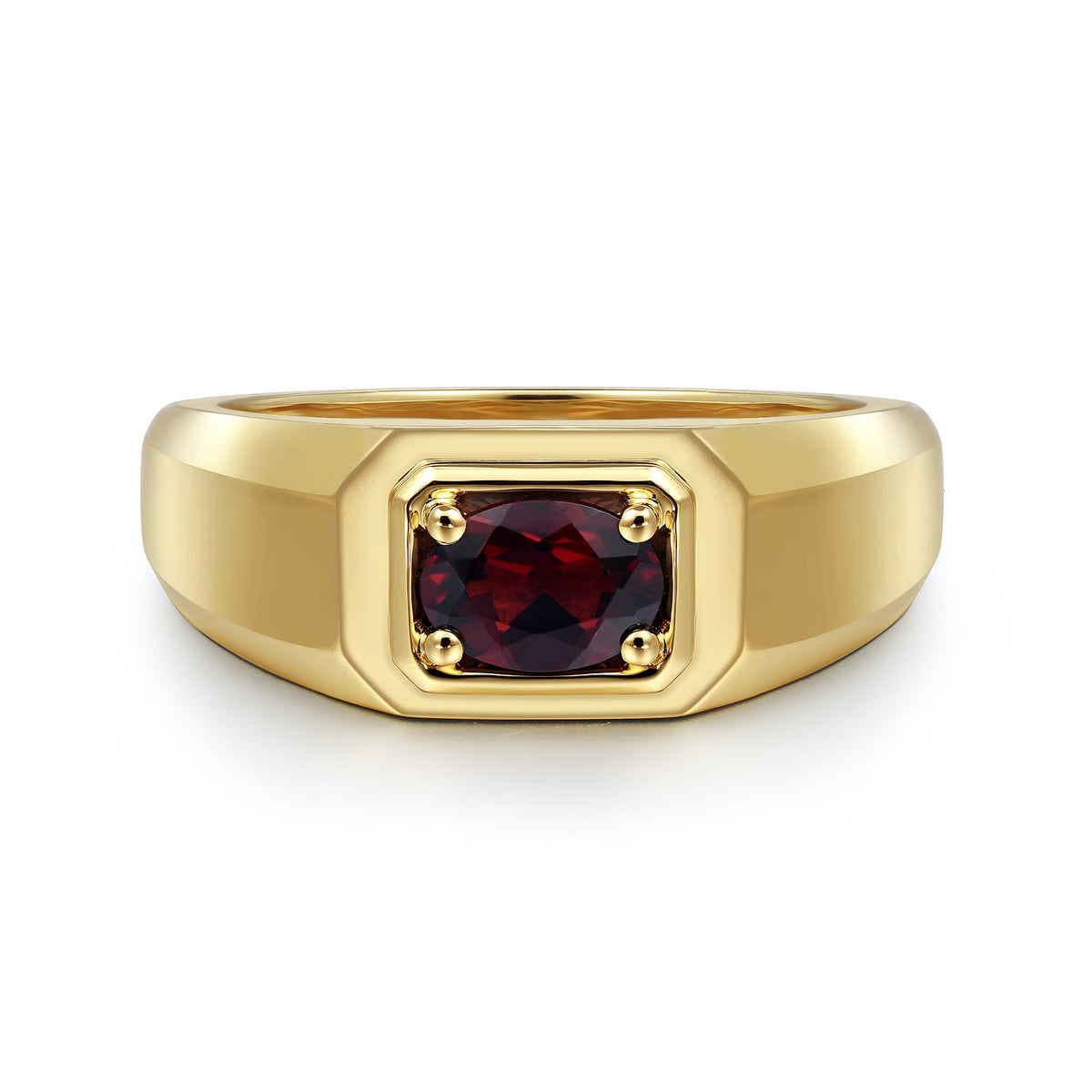 14K Yellow Gold Garnet Signet Ring — Gabriel & Co. MR20066Y4JGN