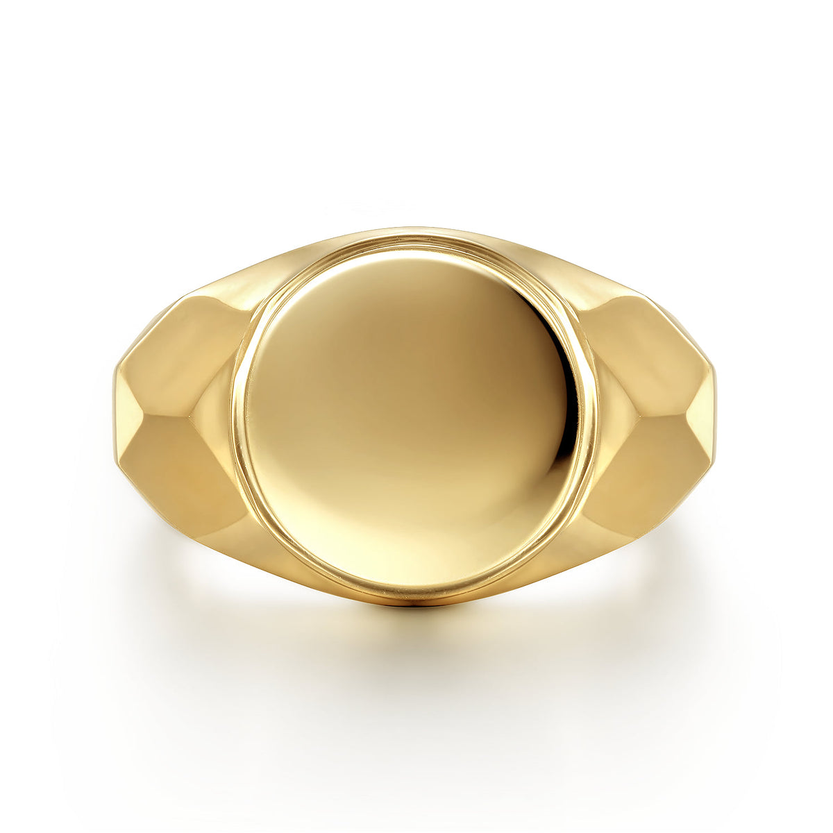 Wide 14K Yellow Gold Round Signet Ring in High Polished Finish — Gabriel & Co. MR52069Y4JJJ