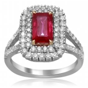 Emerald Cut Ruby Ring — view 1