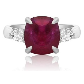 Platinum Ruby Side Stone Ring — view 1