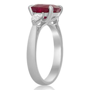 Platinum Ruby Side Stone Ring — view 3