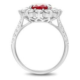 Platinum Oval Ruby & Diamond Ring — view 2