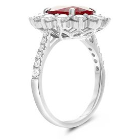 Platinum Oval Ruby & Diamond Ring — view 3