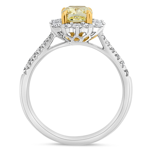 Cushion Fancy Yellow Diamond Ring — view 2