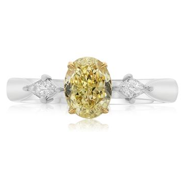 Oval Fancy Yellow Diamond Ring — view 1