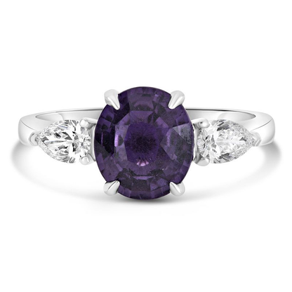 Platinum Pink Sapphire Ring with White Diamonds — view 1