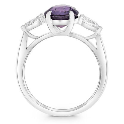 Platinum Pink Sapphire Ring with White Diamonds — view 2