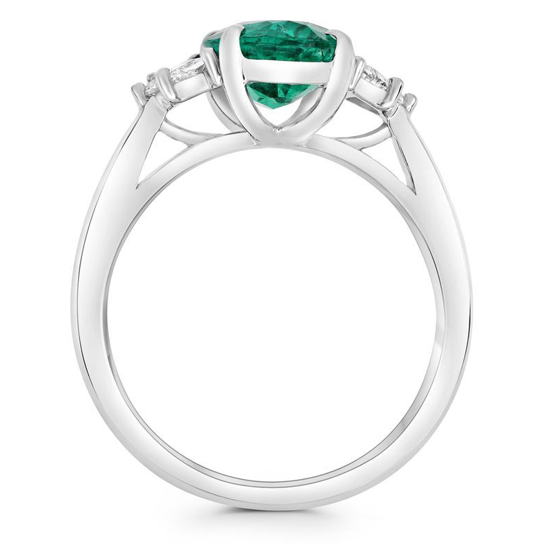 Platinum Emerald Ring with White Diamonds — view 2