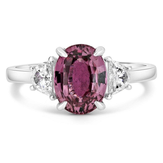 Platinum Pink Sapphire Ring with White Diamonds — view 1