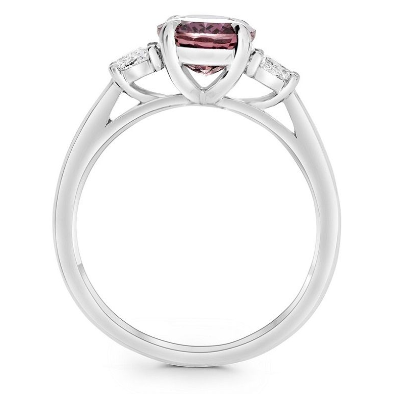 Platinum Pink Sapphire Ring with White Diamonds — view 2