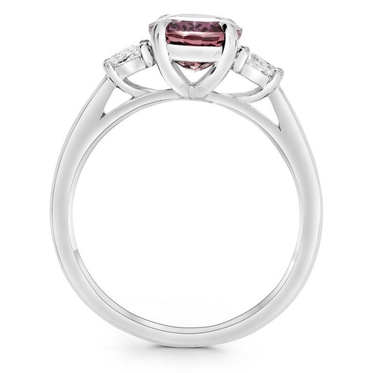 Platinum Pink Sapphire Ring with White Diamonds — view 2