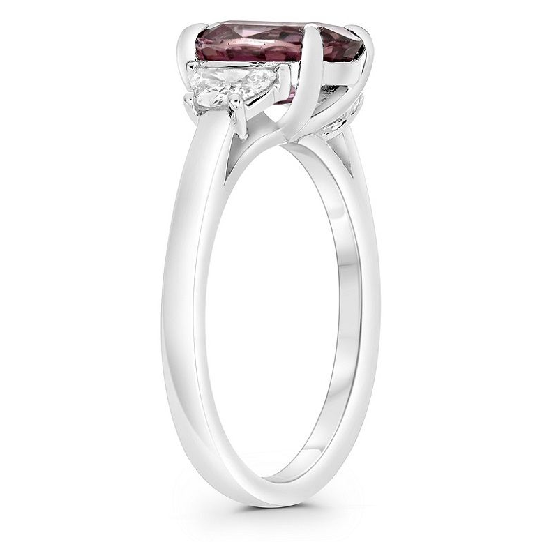Platinum Pink Sapphire Ring with White Diamonds — view 3