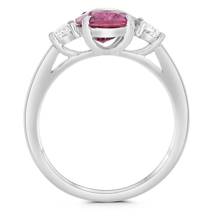 Platinum Pink Sapphire Ring with White Diamonds — view 2
