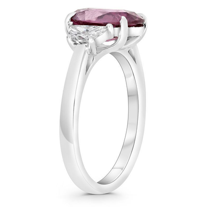 Platinum Pink Sapphire Ring with White Diamonds — view 3