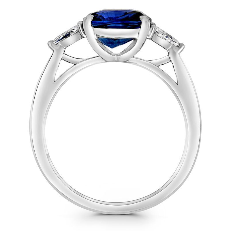 Platinum Three Stone Sapphire Ring — view 2