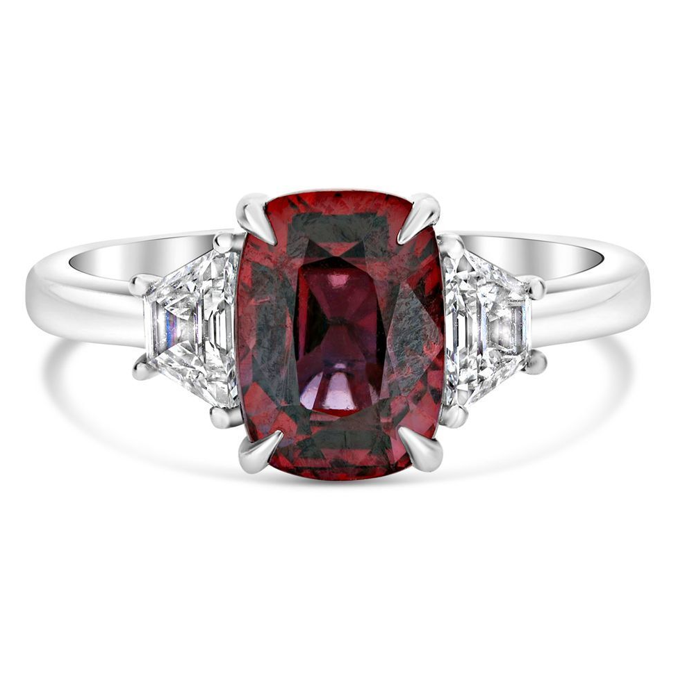 Platinum Ruby Ring with White Diamonds — view 1