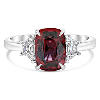Platinum Ruby Ring with White Diamonds — view 1
