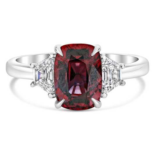 Platinum Ruby Ring with White Diamonds — view 1