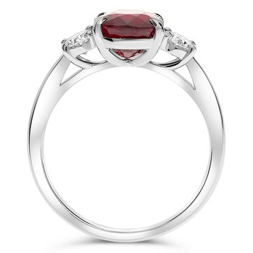 Three Stone Ring With Ruby and Oval Diamonds — view 2