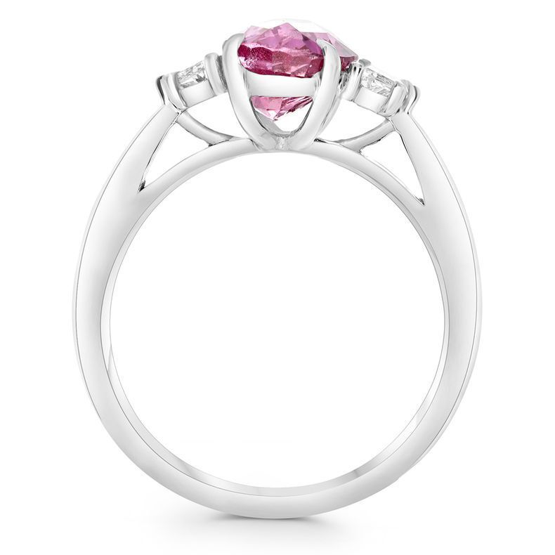 Platinum Pink Sapphire Ring with White Diamonds — view 2