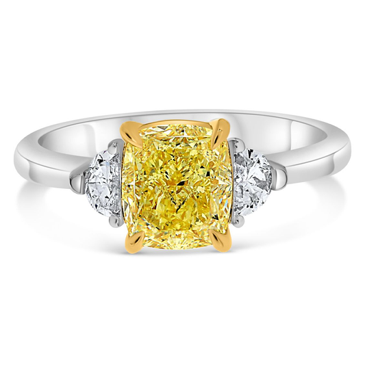 Cushion Fancy Yellow Diamond Ring — view 1