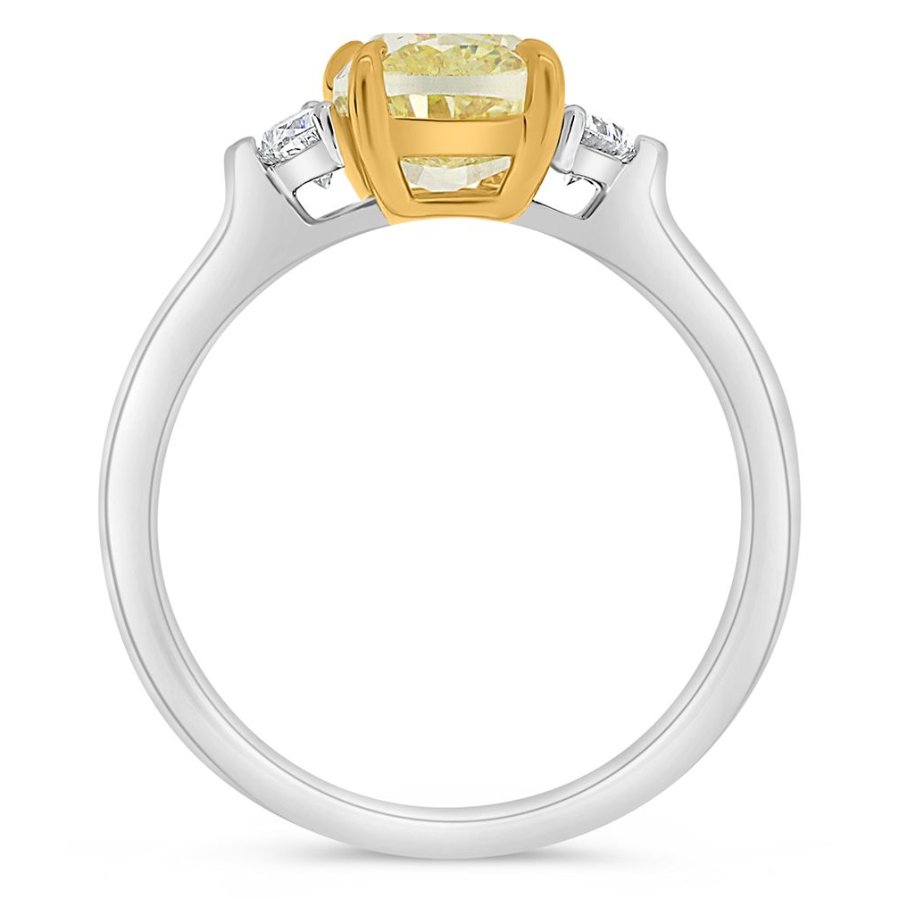 Cushion Fancy Yellow Diamond Ring — view 2