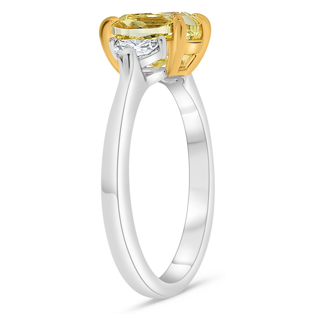 Cushion Fancy Yellow Diamond Ring — view 3