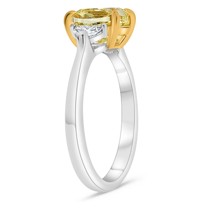 Cushion Fancy Yellow Diamond Ring — view 3