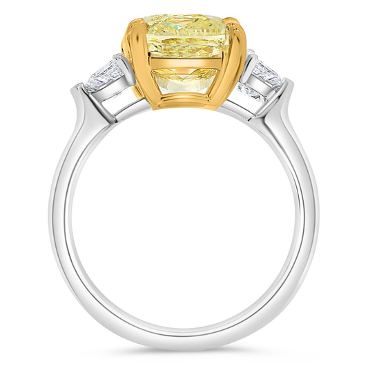 Cushion Fancy Yellow Diamond Ring — view 2