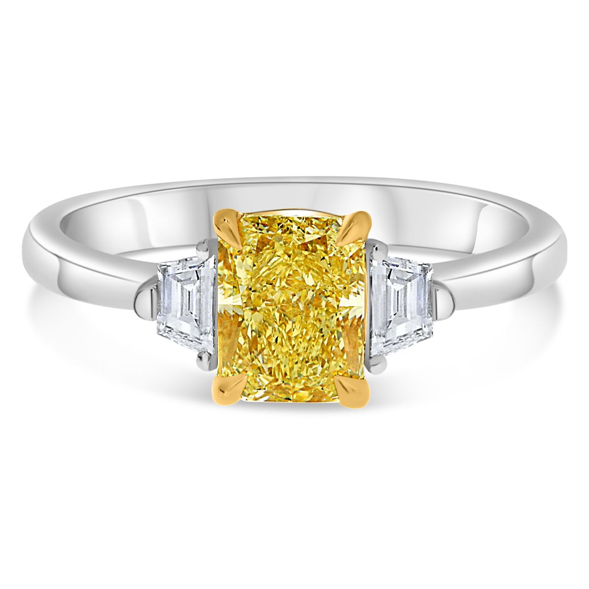 Radiant Fancy Yellow Diamond Ring — view 1