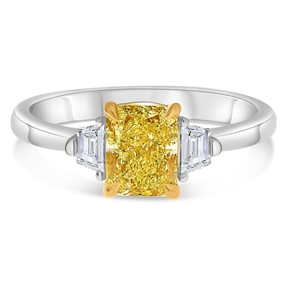 Radiant Fancy Yellow Diamond Ring — view 1