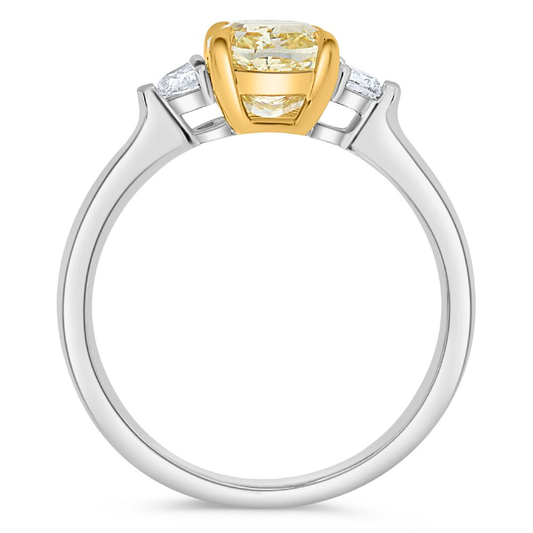 Cushion Fancy Yellow Diamond Ring — view 2