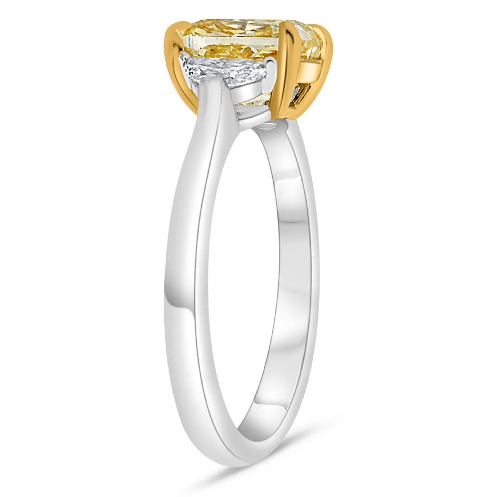 Cushion Fancy Yellow Diamond Ring — view 3