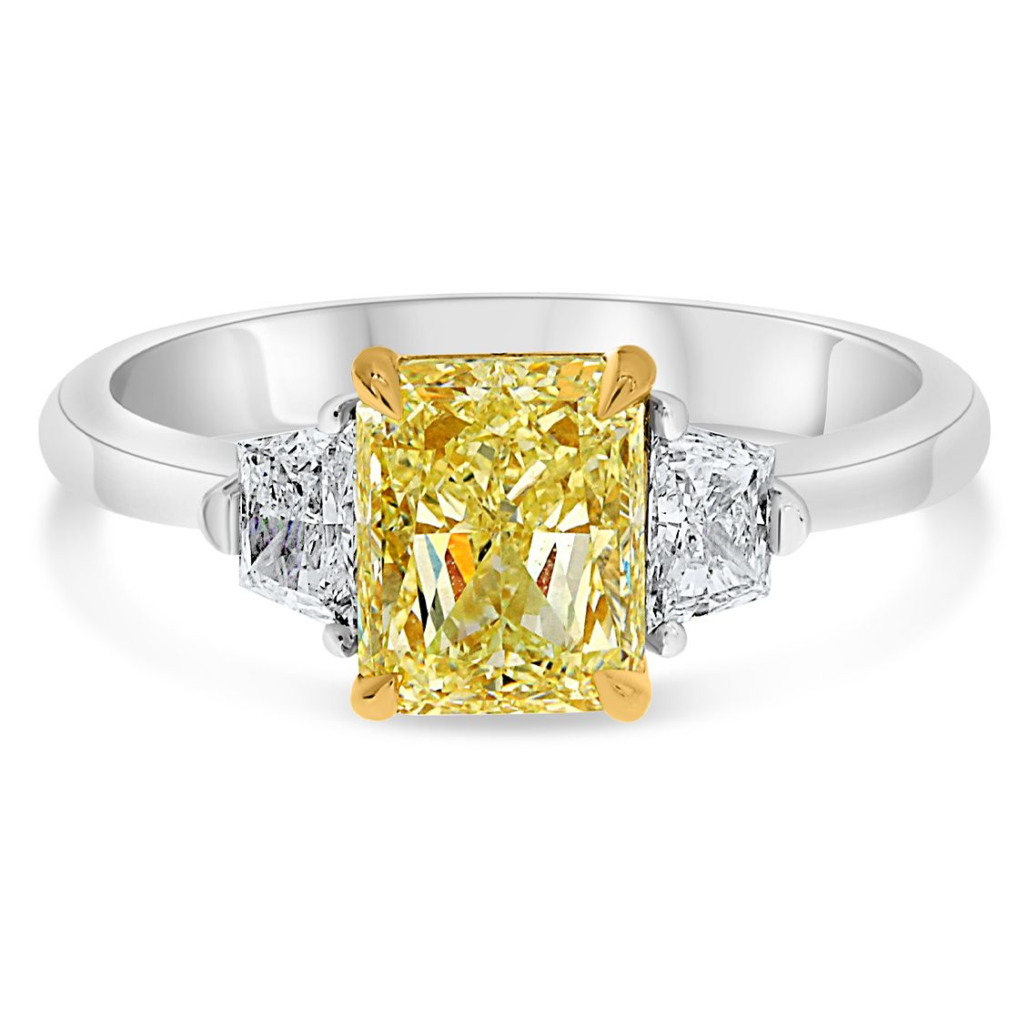 Radiant Fancy Yellow Diamond Ring — view 1