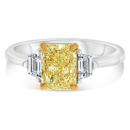 Radiant Fancy Yellow Diamond Ring — view 1