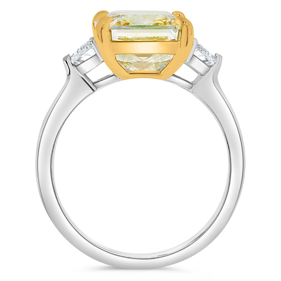 5.54ct Radiant Cut Yellow Diamond Three Stone Ring — view 5