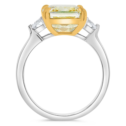 5.54ct Radiant Cut Yellow Diamond Three Stone Ring — view 5