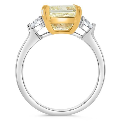 6.42 ct Radiant Yellow Diamond Three Stone Ring — view 2