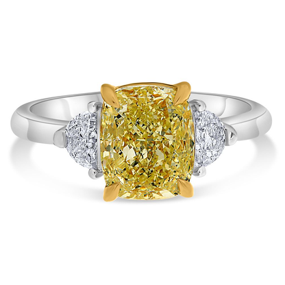 Cushion Fancy Yellow Diamond Ring — view 1