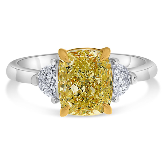 Cushion Fancy Yellow Diamond Ring — view 1