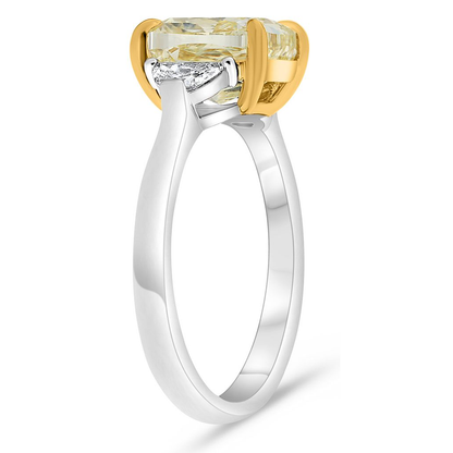 Cushion Fancy Yellow Diamond Ring — view 3