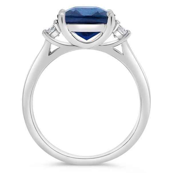 Platinum Three Stone 4.12ct Sapphire Ring — view 2