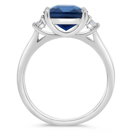 Platinum Three Stone 4.12ct Sapphire Ring — view 2