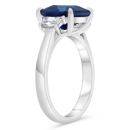 Platinum Three Stone 4.12ct Sapphire Ring — view 3