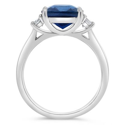 Platinum Three Stone 4.12ct Sapphire Ring — view 5