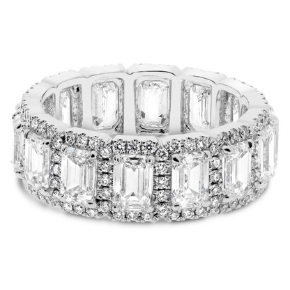 Platinum 4.26 Emerald Cut and Round Diamond Eternity Ring — view 1