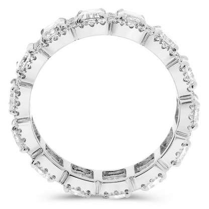 Platinum 4.26 Emerald Cut and Round Diamond Eternity Ring — view 2