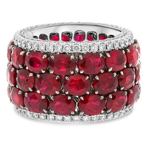 White Gold Band with 17+ Carats of Rubies — view 1