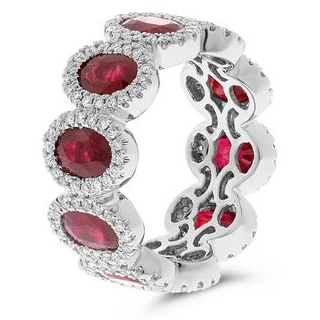 5+ Carat Ruby and Diamond Eternity Ring in Platinum — view 3
